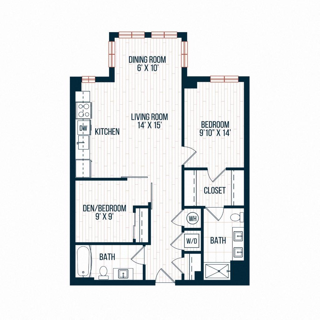 Capitol Rose Luxury Apartments in Washington, DC A12 B Floor Plan